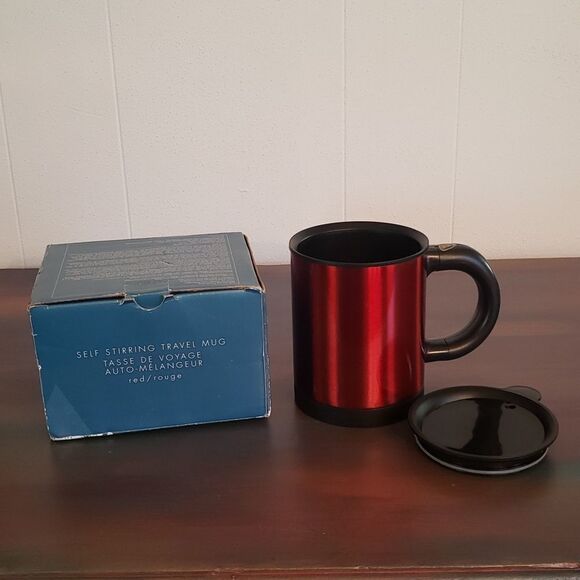 NEW Avon Self-Stirring Stainless Steel Travel Mug Metallic Red - Picture 7 of 9